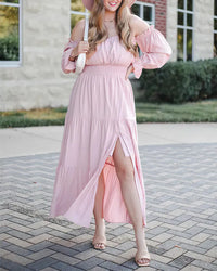 Off-Shoulder Smocked Maxi Dress