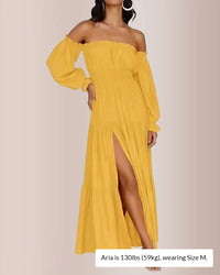 Off-Shoulder Smocked Maxi Dress