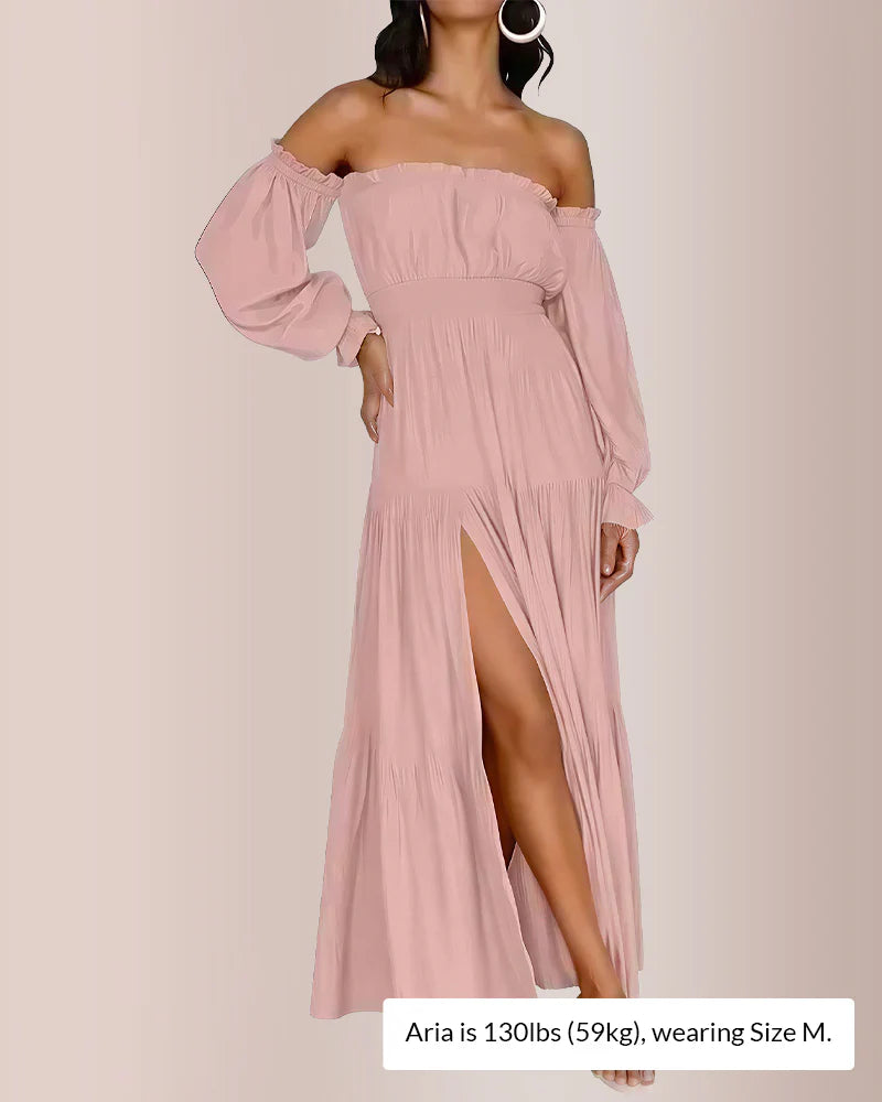 Off-Shoulder Smocked Maxi Dress