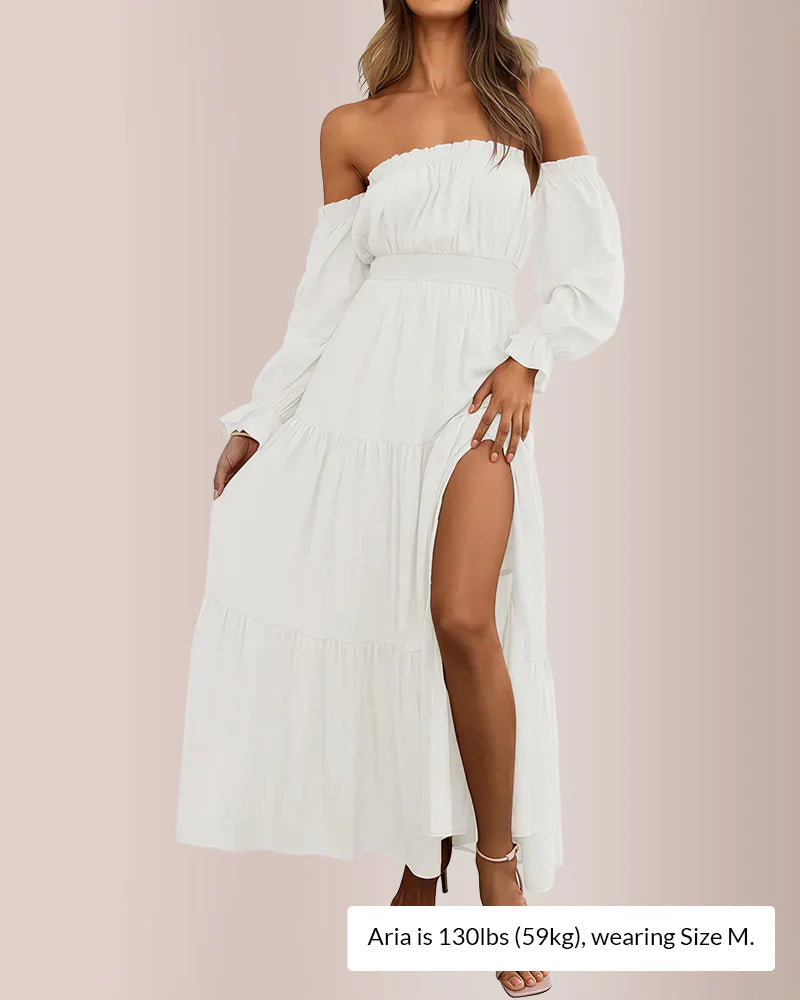 Off-Shoulder Smocked Maxi Dress