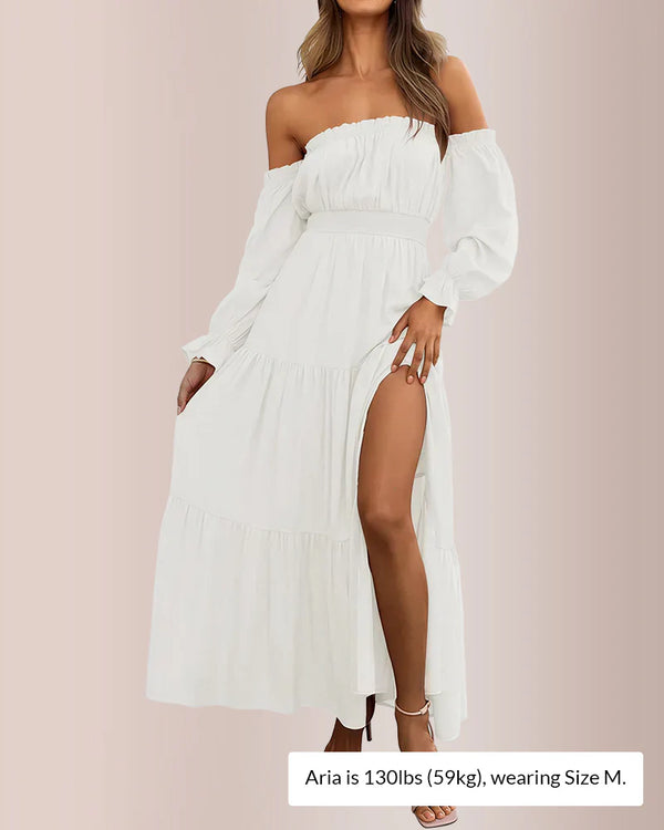 Off-Shoulder Smocked Maxi Dress