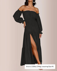 Off-Shoulder Smocked Maxi Dress