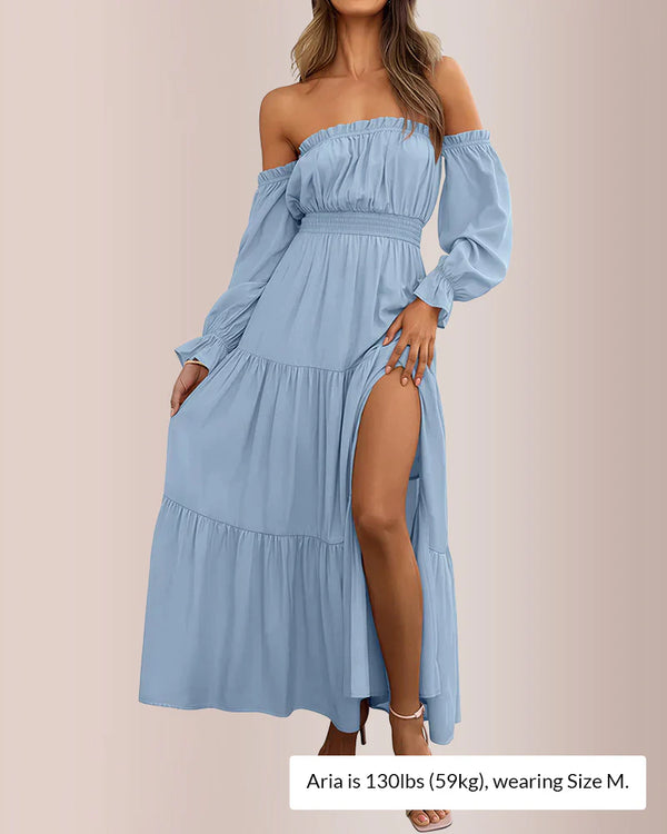 Off-Shoulder Smocked Maxi Dress