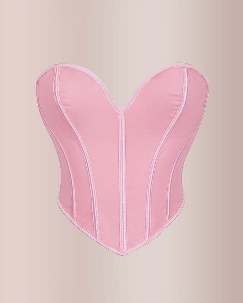 Sweetheart Neckline Mesh Corset Top