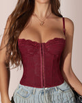 Front Button Lace-Up Corset Bustier Top