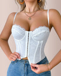 Front Button Lace-Up Corset Bustier Top