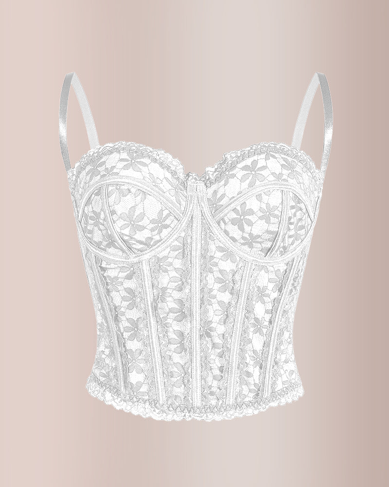 Sheer Floral Sexy Lace Boned Corset