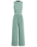 Ribbed Knit Top & Wide-Leg Lounge Set