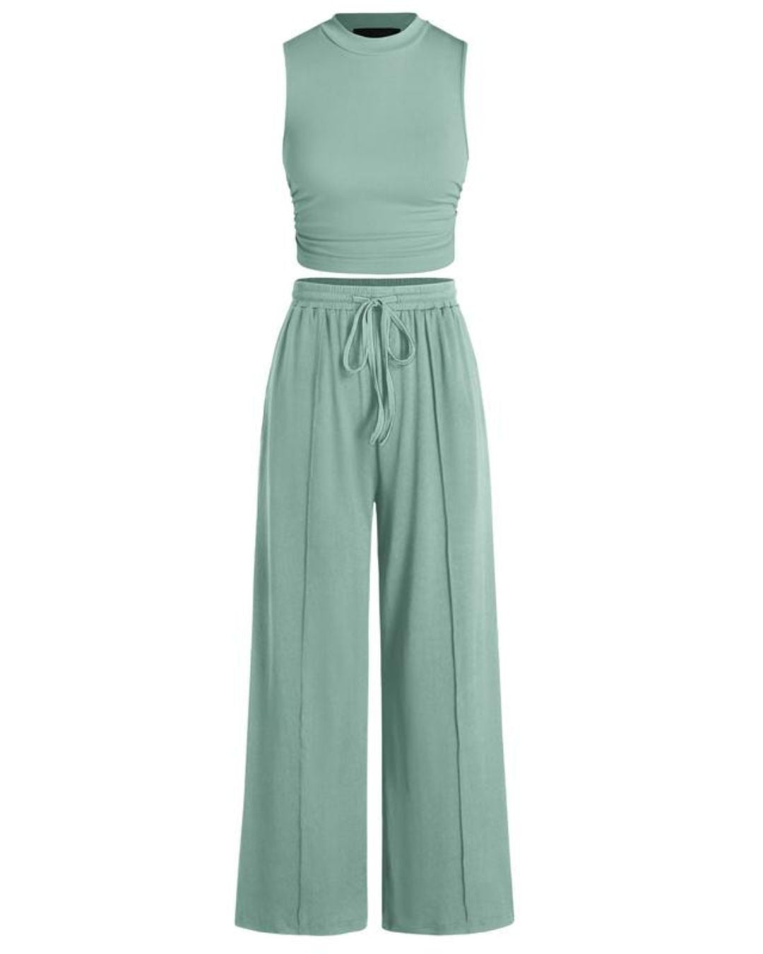 Ribbed Knit Top & Wide-Leg Lounge Set