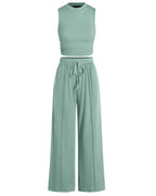 Sleeveless Knit Wide-Leg Lounge Set