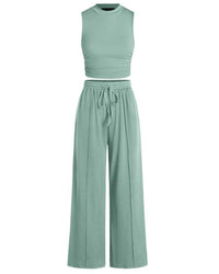 Ribbed Knit Top & Wide-Leg Lounge Set