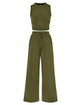 Ribbed Knit Top & Wide-Leg Lounge Set