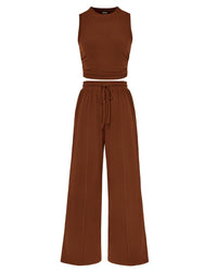 Ribbed Knit Top & Wide-Leg Lounge Set