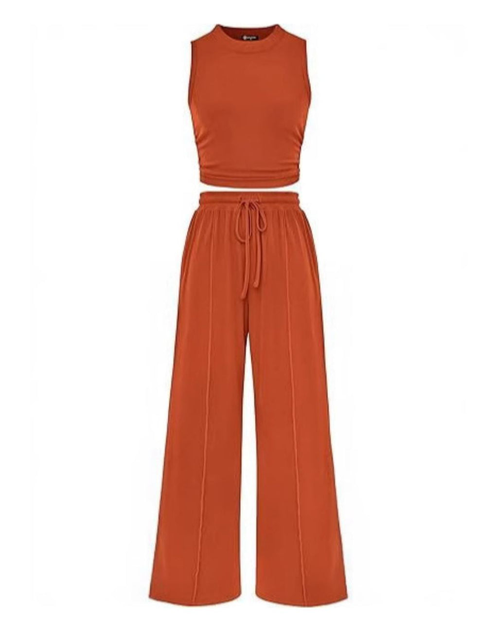 Sleeveless Knit Wide-Leg Lounge Set