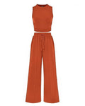 Ribbed Knit Top & Wide-Leg Lounge Set