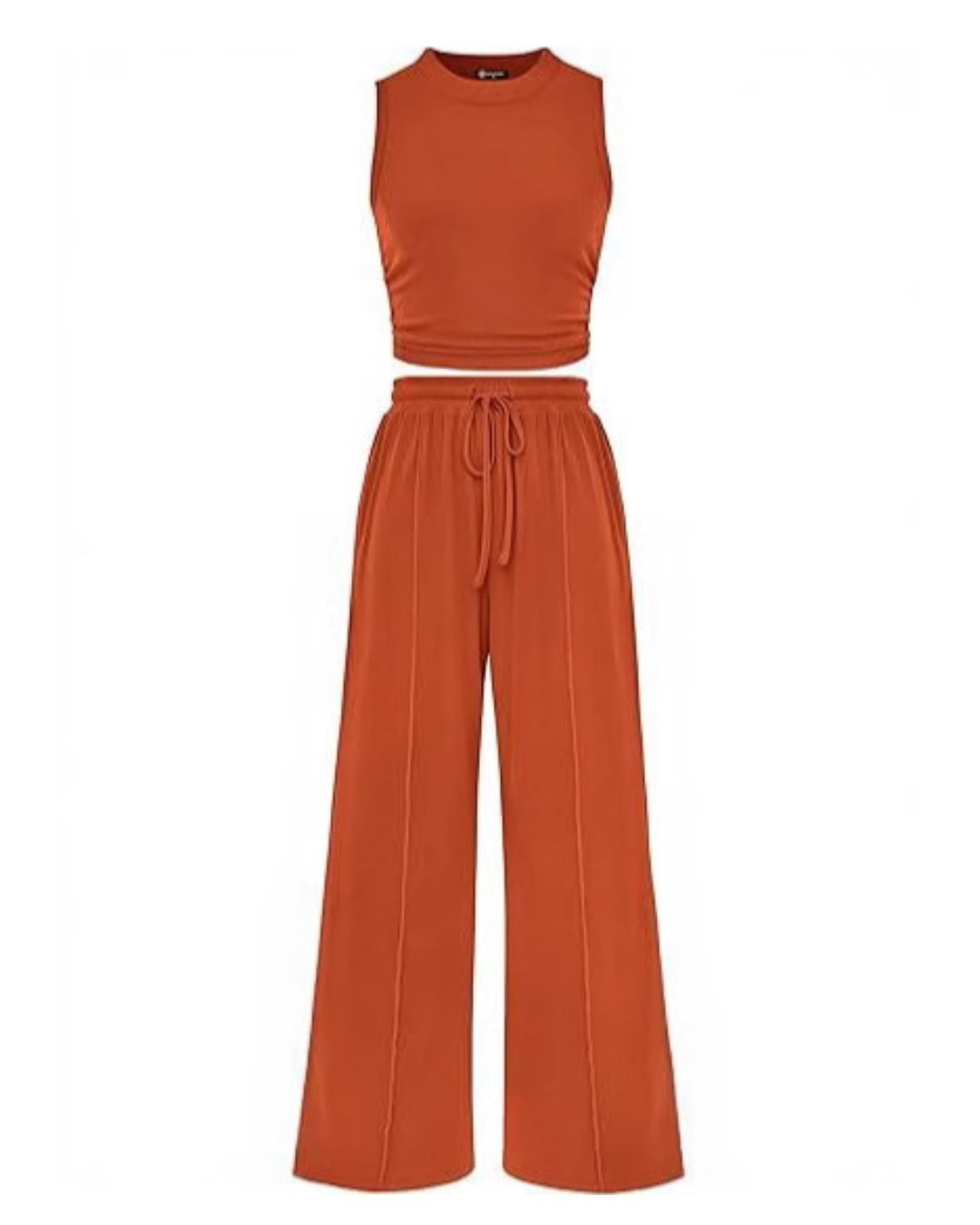 Ribbed Knit Top & Wide-Leg Lounge Set