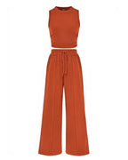 Sleeveless Knit Wide-Leg Lounge Set