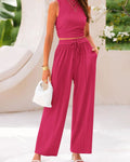 Ribbed Knit Top & Wide-Leg Lounge Set
