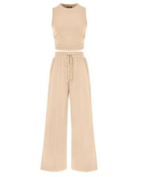 Ribbed Knit Top & Wide-Leg Lounge Set