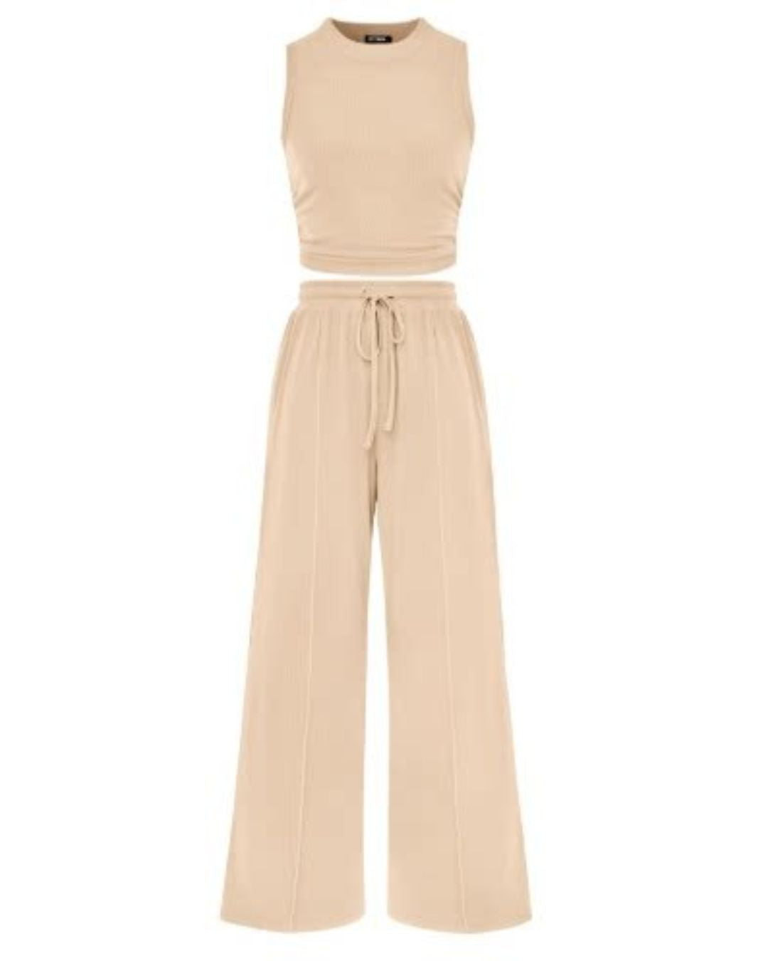 Ribbed Knit Top & Wide-Leg Lounge Set