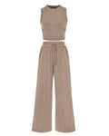 Ribbed Knit Top & Wide-Leg Lounge Set