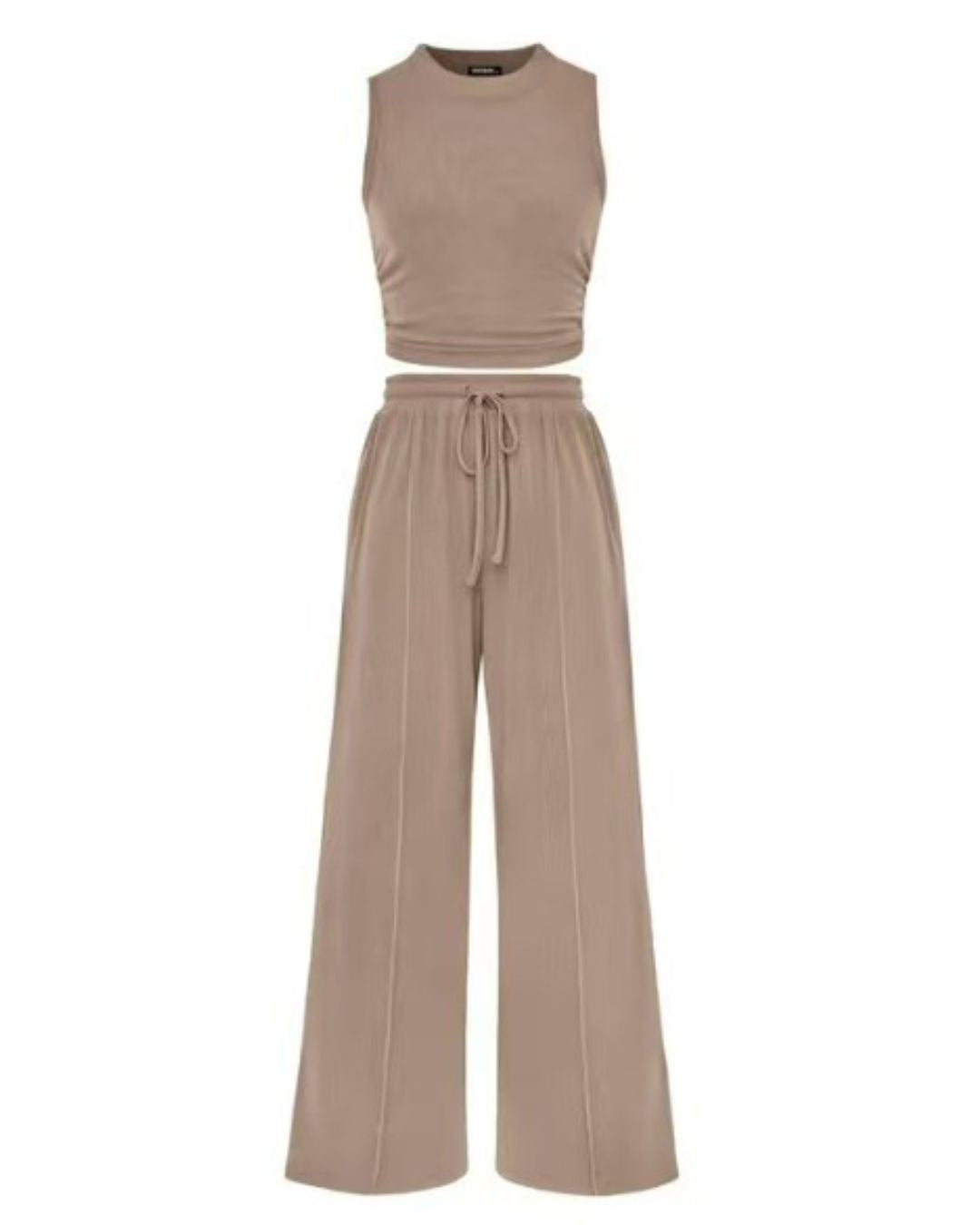 Ribbed Knit Top & Wide-Leg Lounge Set