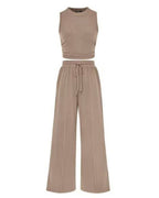 Sleeveless Knit Wide-Leg Lounge Set