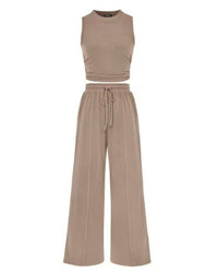 Ribbed Knit Top & Wide-Leg Lounge Set