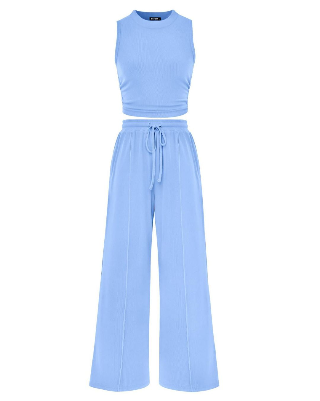 Ribbed Knit Top & Wide-Leg Lounge Set