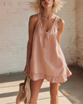 Ruffle-Trim Tie-Front Mini Dress