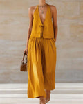 Sleeveless Vest & Wide-Leg Pants Set