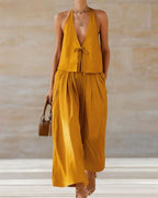 Sleeveless Vest & Wide-Leg Pants Set