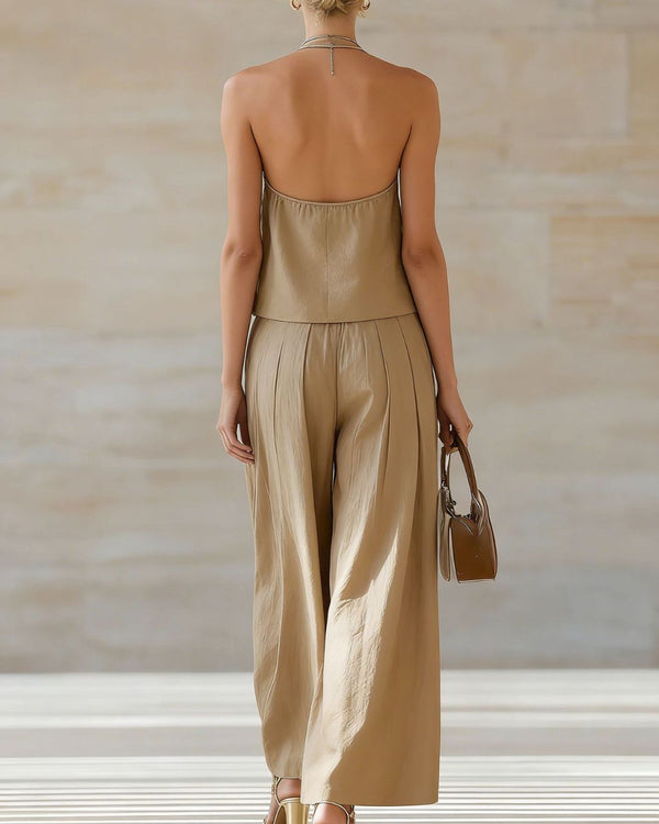 Sleeveless Vest & Wide-Leg Pants Set