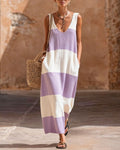 Striped Maxi Dress Relaxed Fit Resort Summer Dress with Pockets