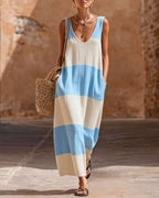 Striped Maxi Dress with Pockets