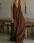 Flowy Boho V-Neck Halter Maxi Dress