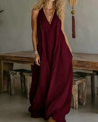 Flowy Boho V-Neck Halter Maxi Dress