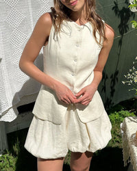 Chic Cotton Vest & Bubble Skirt Set