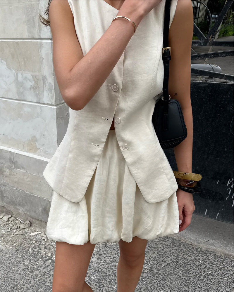 Chic Cotton Vest & Bubble Skirt Set
