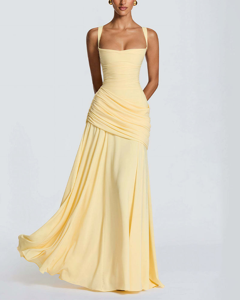 Elysian Ruched Maxi Slip Dress