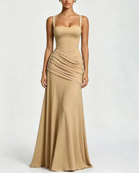 Elysian Ruched Draped Maxi Slip Dress