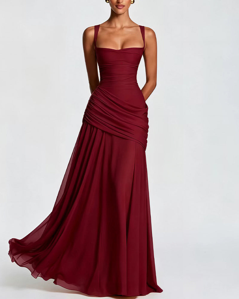 Elysian Ruched Maxi Slip Dress