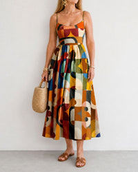 Geometric Print Midi Dress
