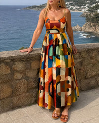Geometric Print Midi Dress