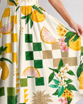 Citrus Print Sleeveless Midi Dress