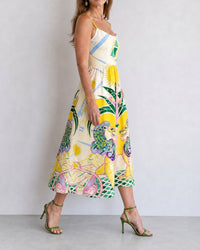 Geometric Lion Print Midi Dress