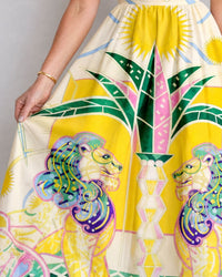 Geometric Lion Print Midi Dress