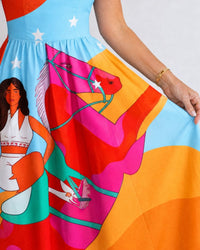 Western Graphic Print Midi Dress