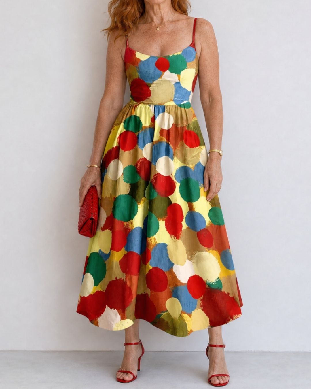 Polka Dot Print Midi Dress