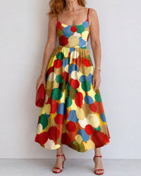 Polka Dot Print Midi Dress